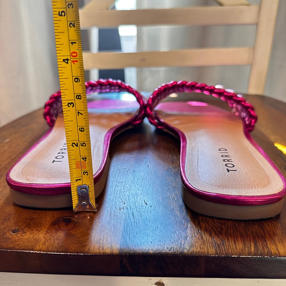 Torrid Slide Sandal Women 11WW Pink Metallic Braided Ombre Flat Summer - Picture 7 of 13